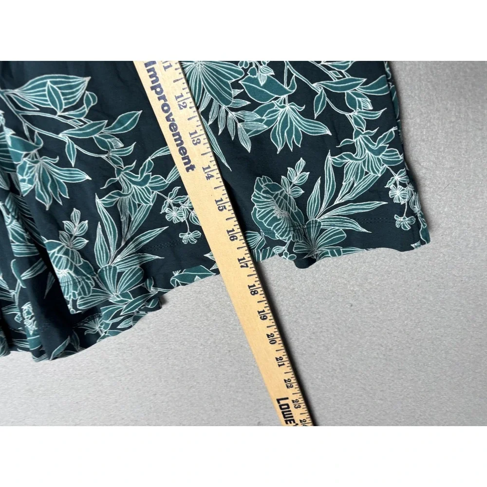 J Jill Wearever Shorts Womens Large Teal Floral Pull On Wide Leg Rayon Print